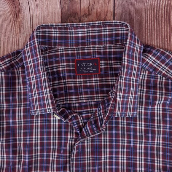 UNTUCKit Mens Size XL Millbrook Plaid Long Sleeve Button Up Performance Shirt - Picture 8 of 16